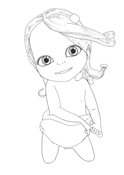 coloriage bebe lilly a genoux